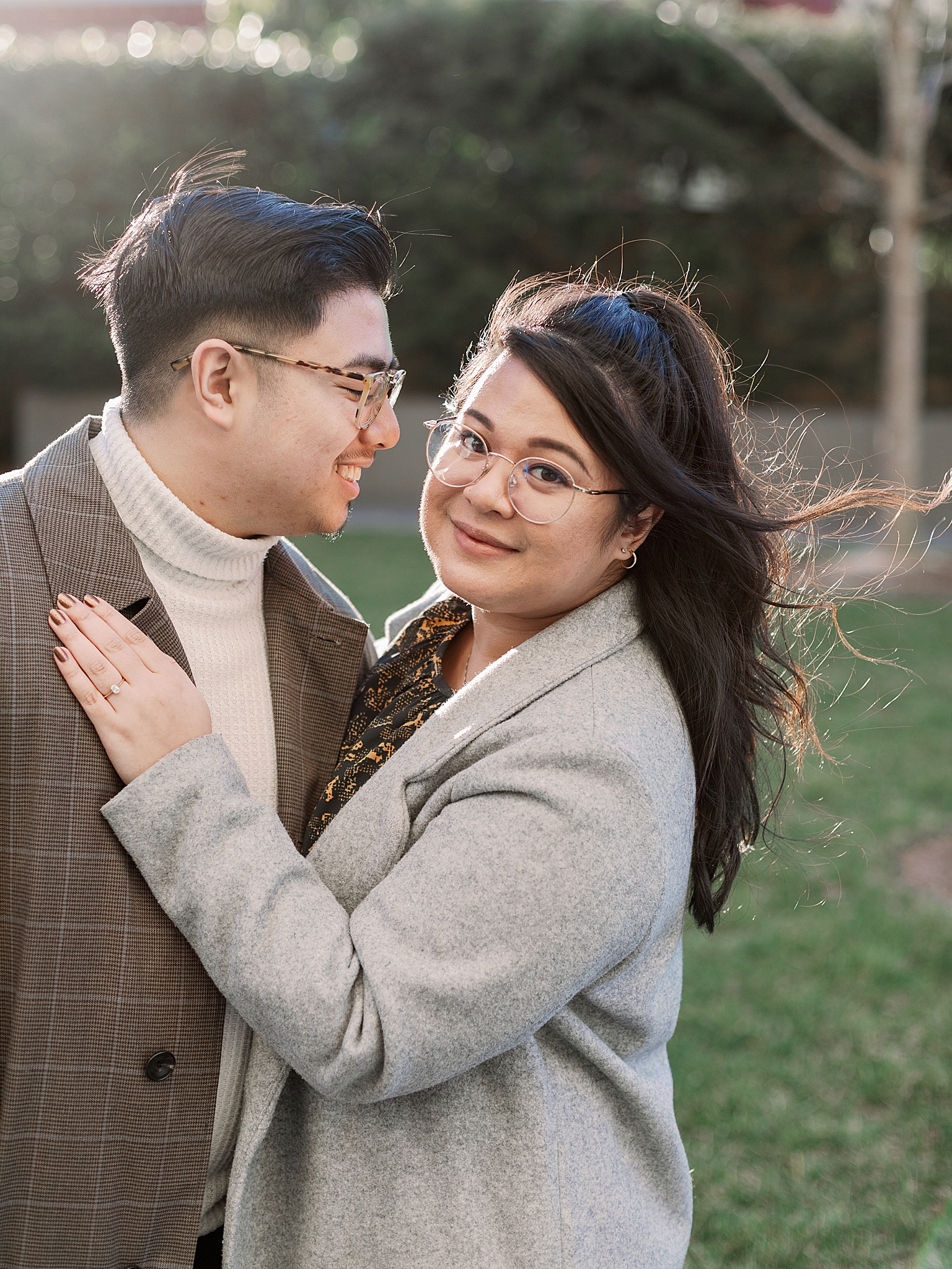 fall engagement portraits at sunset