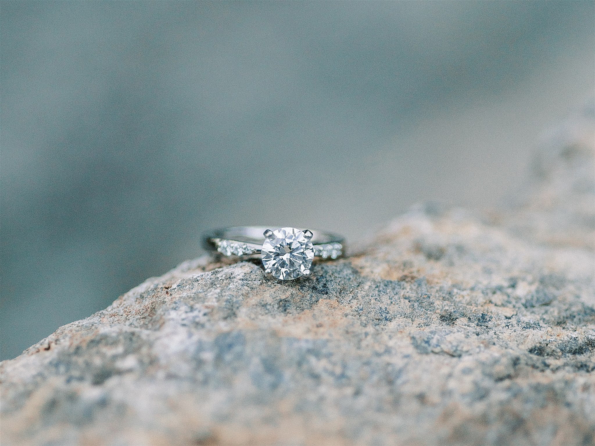engagement ring on rock at Goodstone Inn