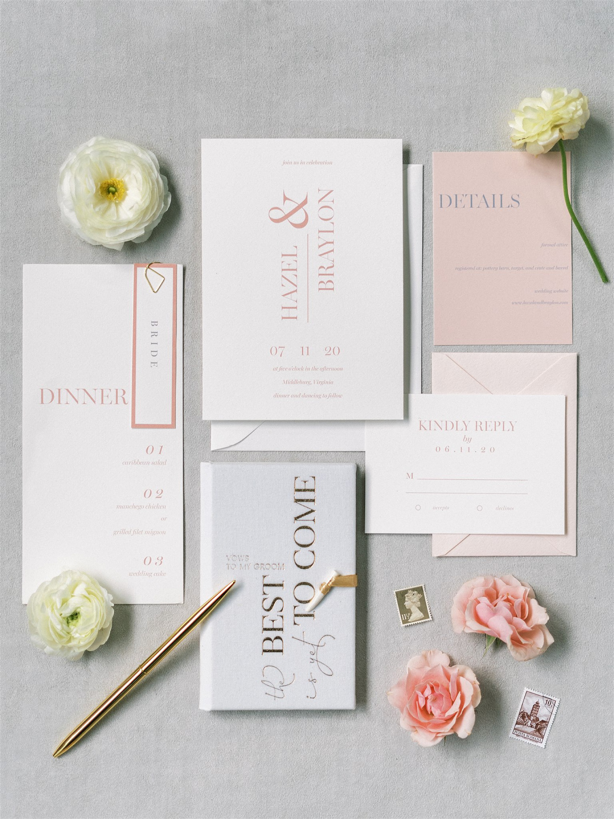 paper goods for summer wedding with elegant theme