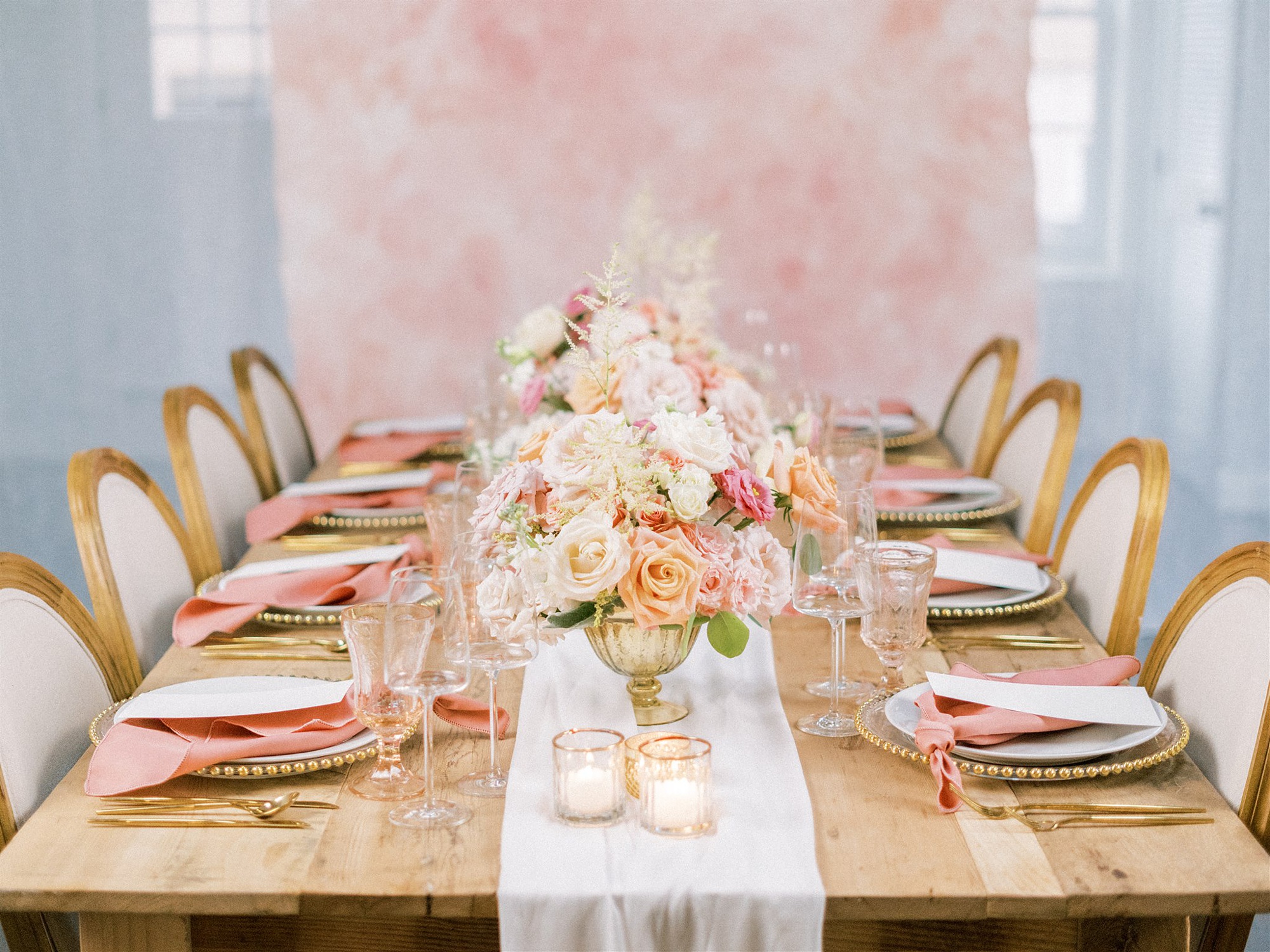 farm table details for vintage inspired wedding reception