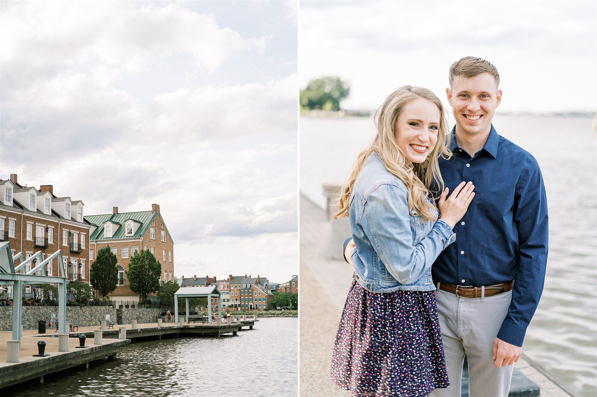 waterfront Old Town Alexandria engagement session with young couple