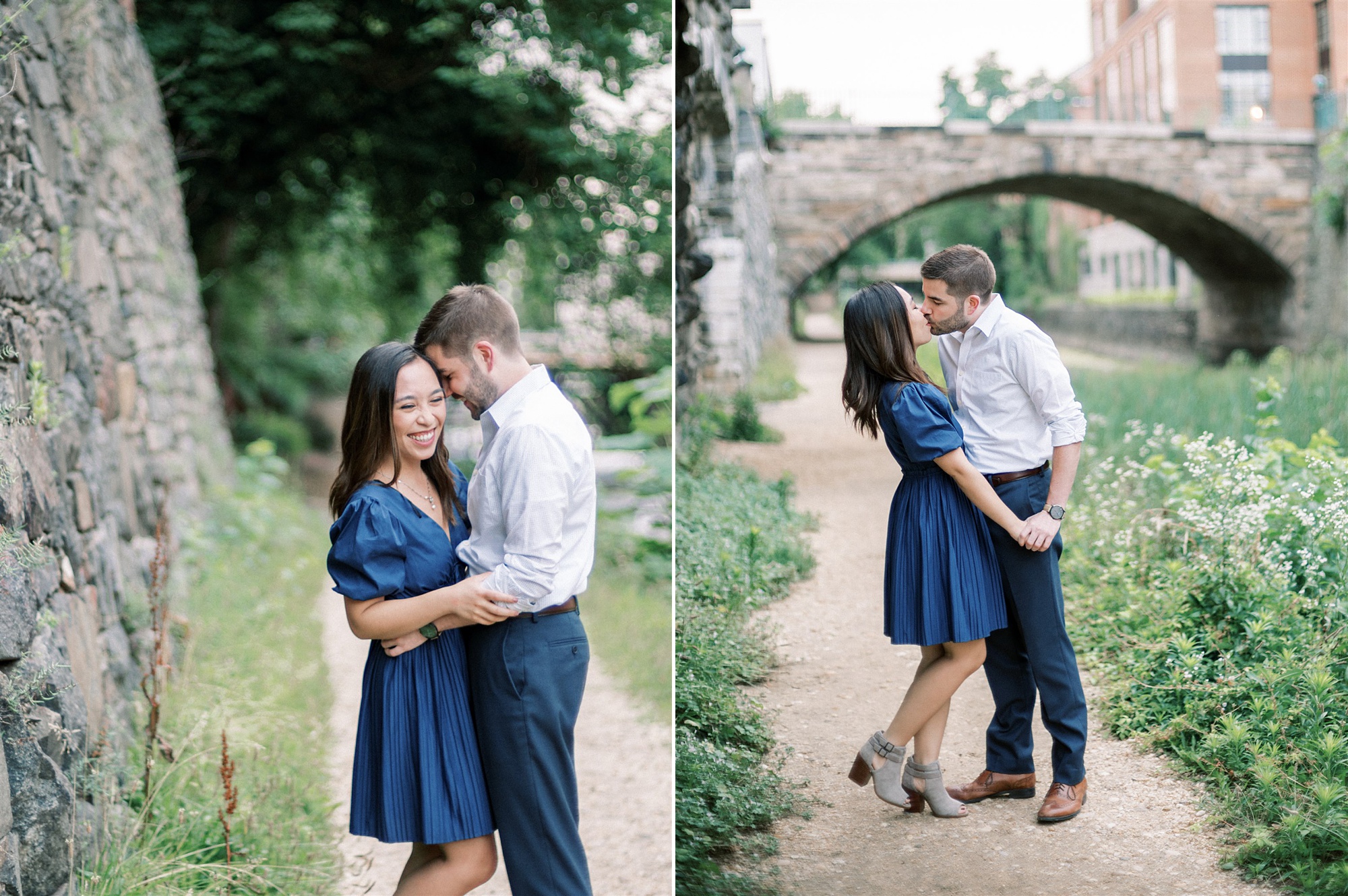 engaged couple poses together during Georgetown DC Engagement Session