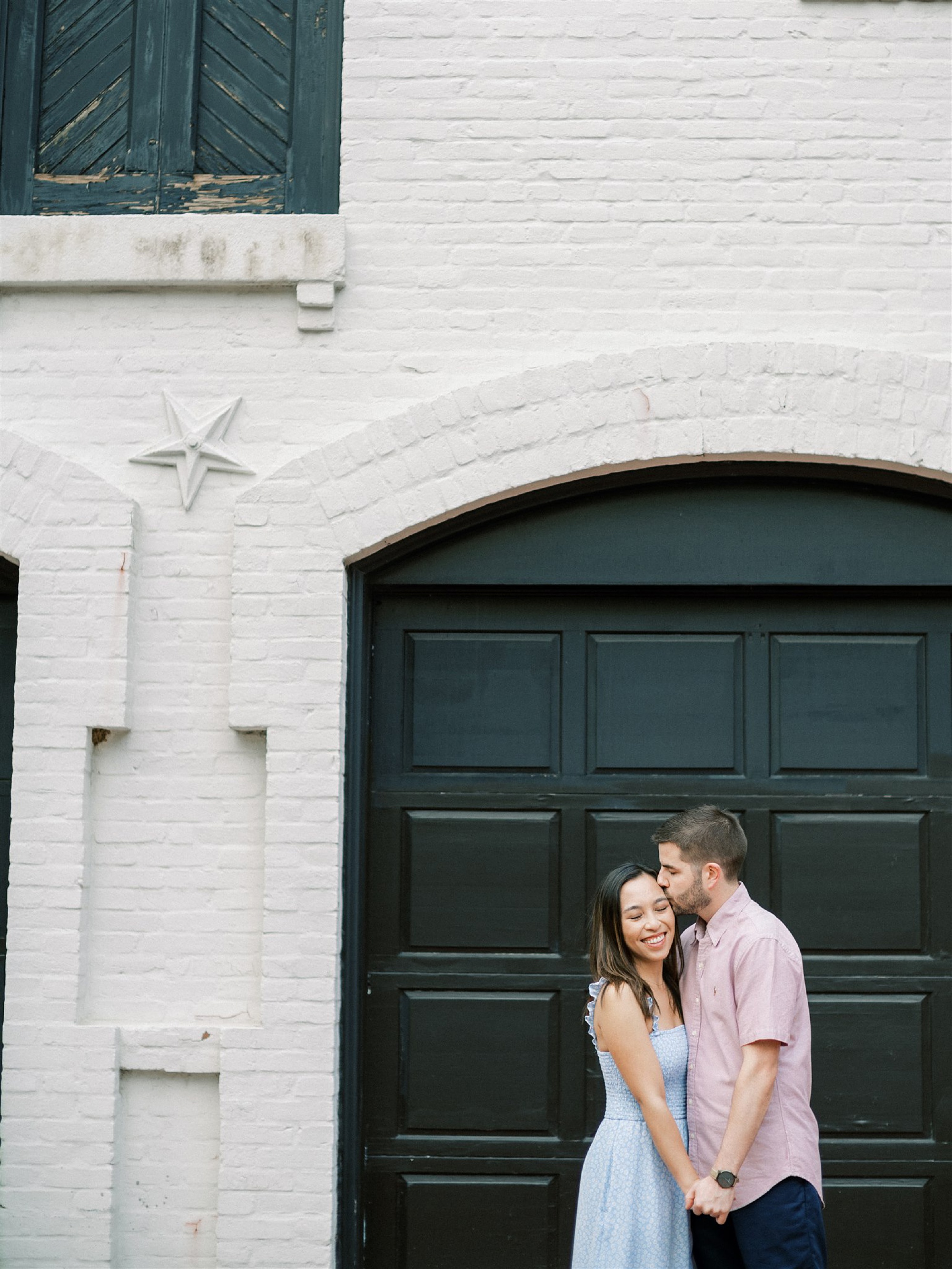 Georgetown DC Engagement Session in doorway 