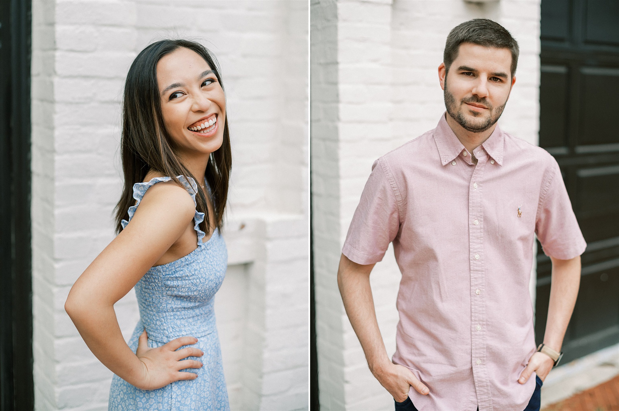 couple's headshots during Georgetown DC Engagement Session