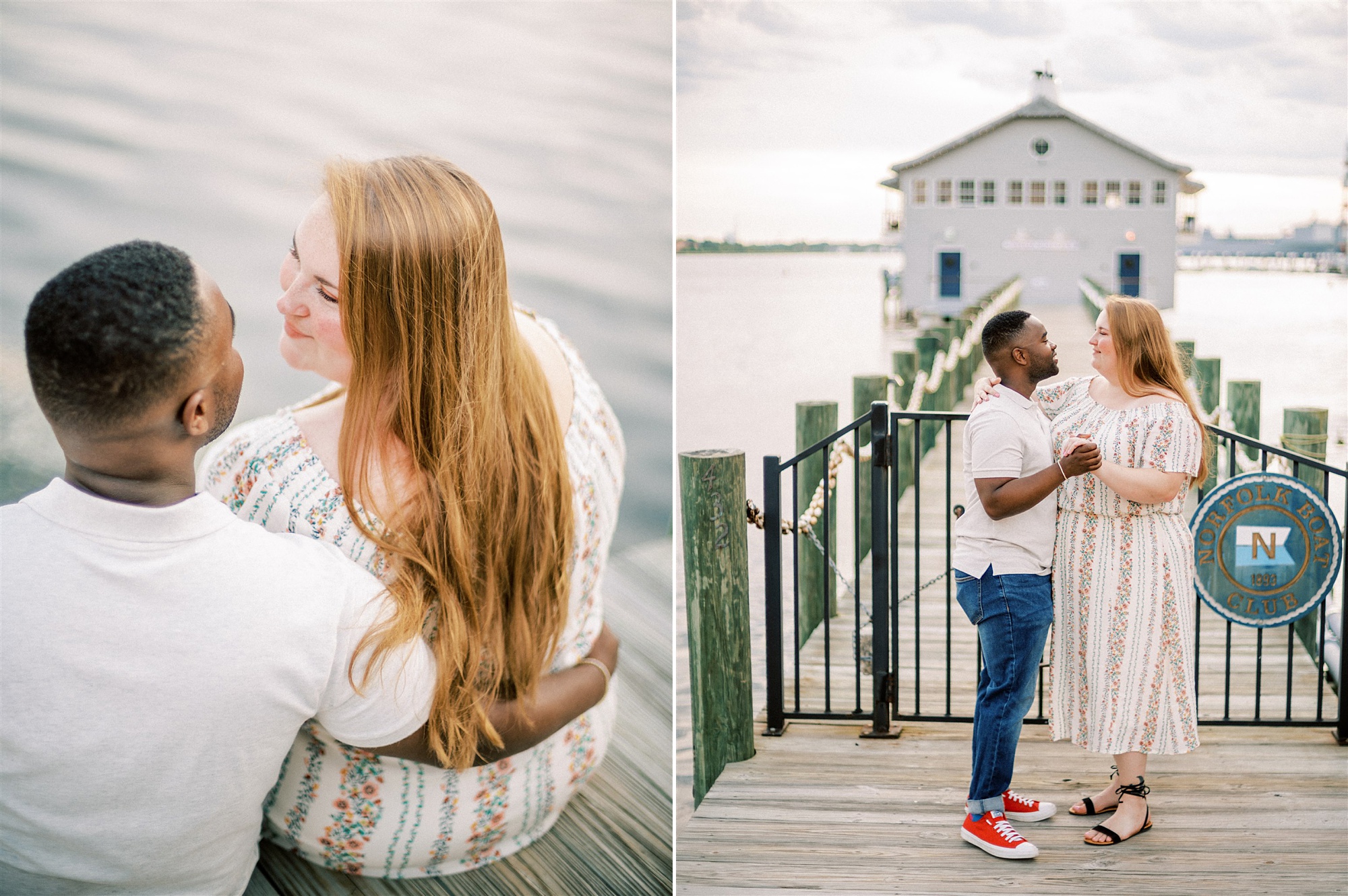 waterfront engagement session in the Freemason District