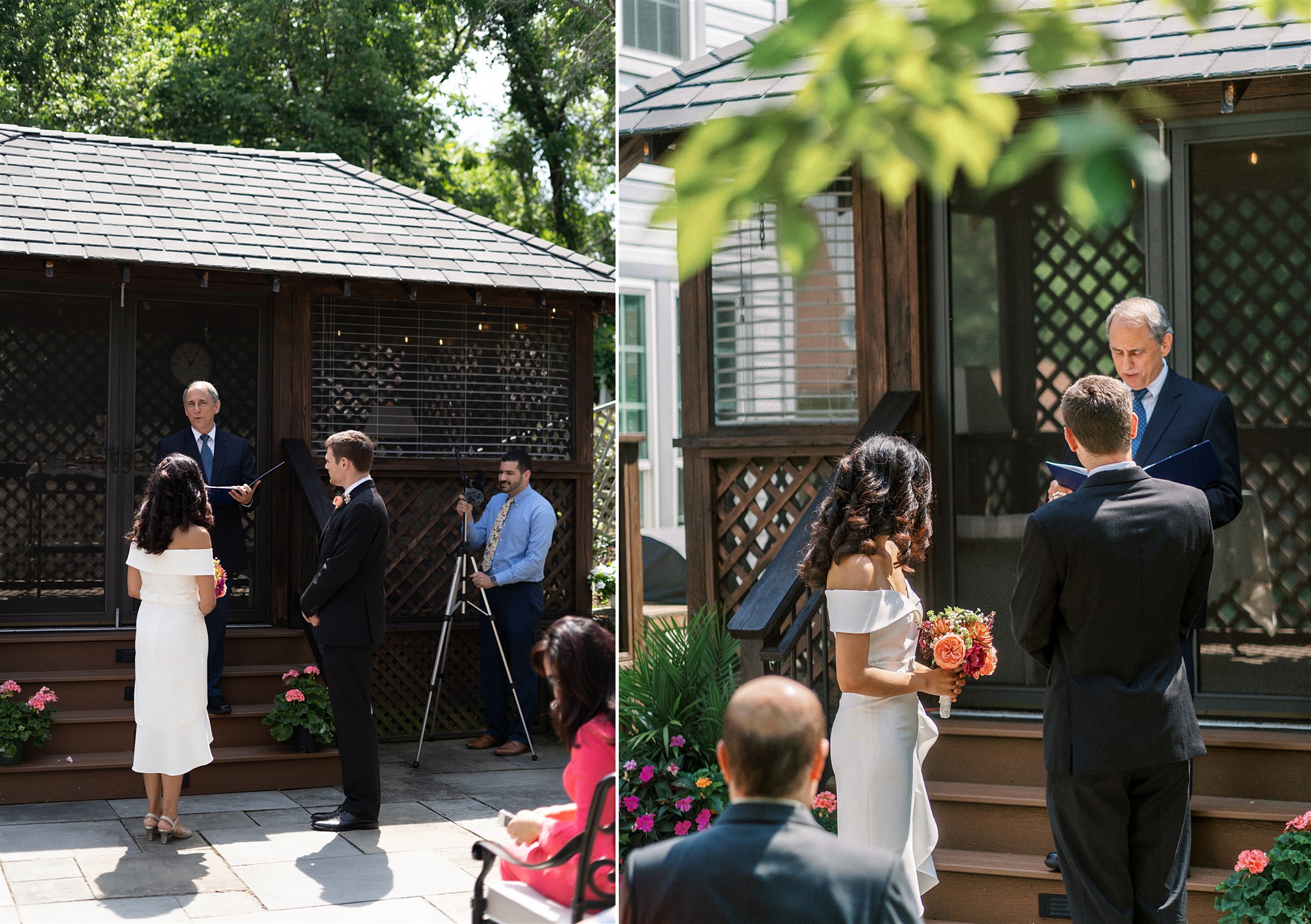 newlyweds exchange vows during intimate backyard wedding in Chantilly VA