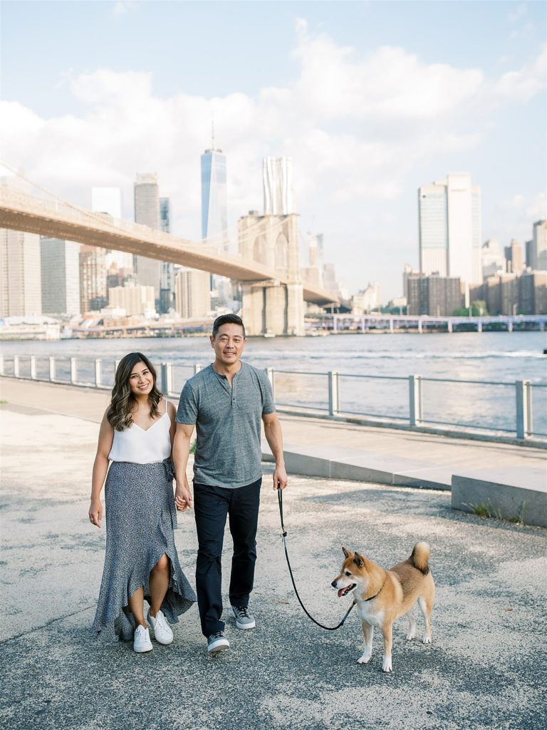 owners walk dogs during portraits in New York City