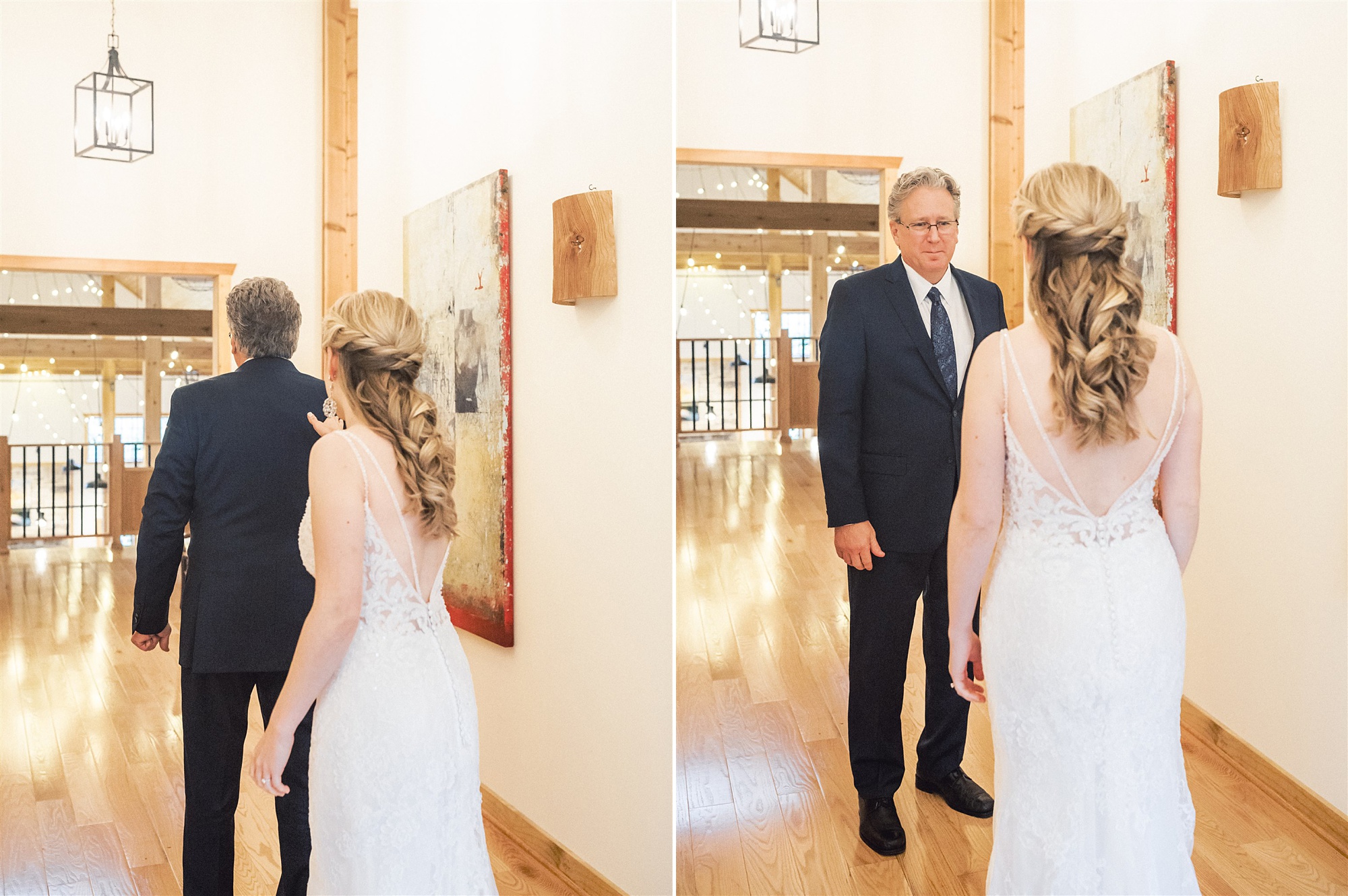 bride and dad have first look at Mt Defiance Cidery