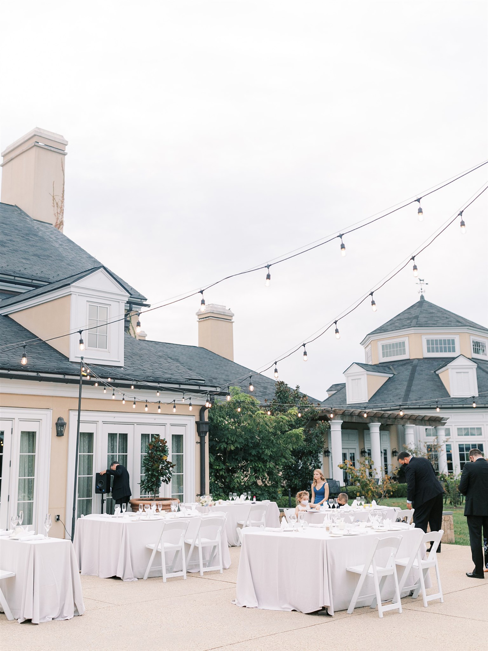 patio reception for fall wedding in Middleburg