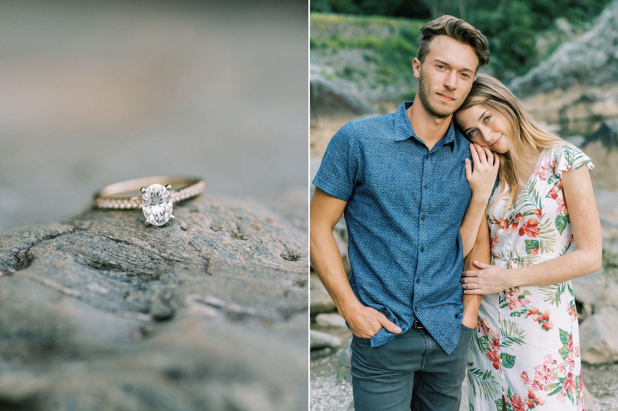 Maryland engagement session on rocks at Great Falls Park