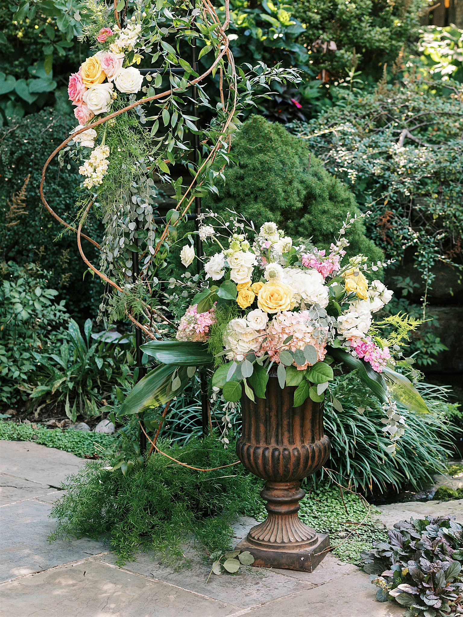 floral display for intimate elopement at home