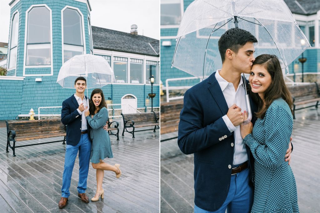 Old Town Alexandria engagement portraits in the rain